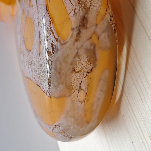 #ACO Handblown Glass vase orange and white with bubbles throughout - Picture 6 of 9